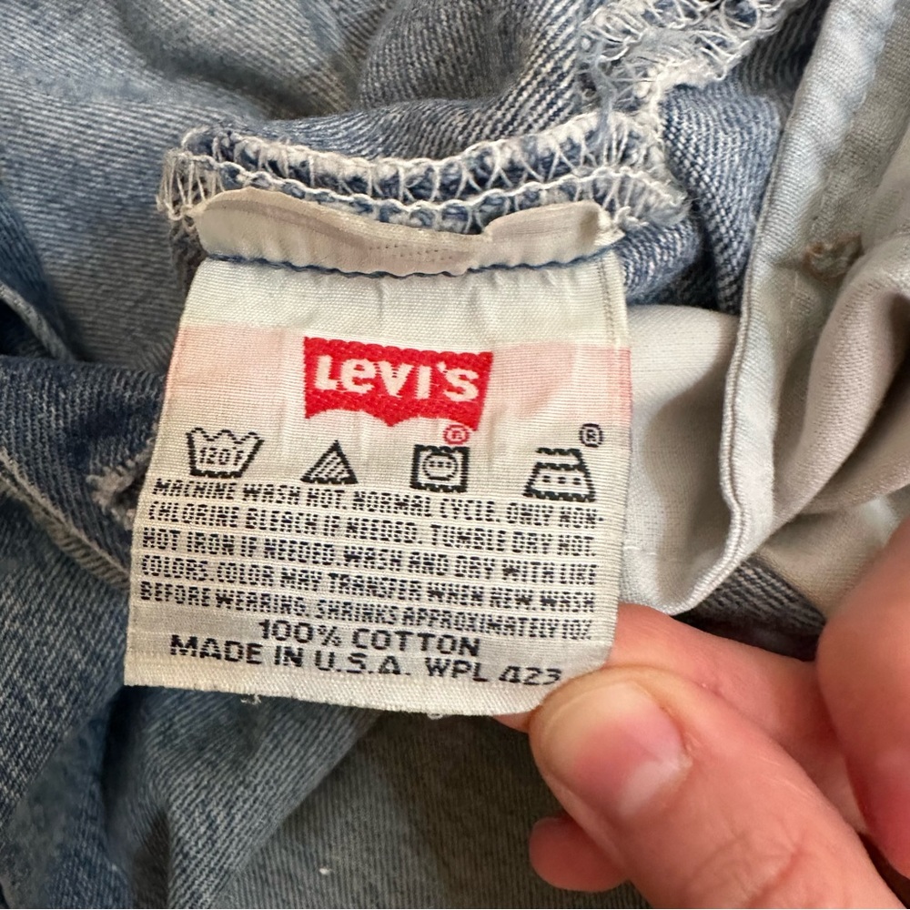 💚 Vintage 90s Levi’s 501xx Blue Distressed Jeans (W31 L32) (32) - Picture 6 of 12